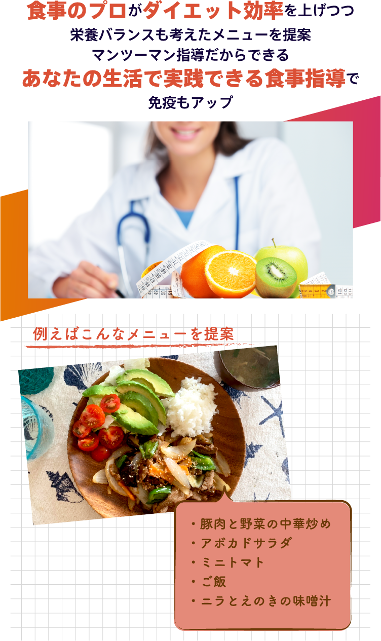 食事のプロがダイエット効率を上げつつ栄養バランスも考えたメニューを提案